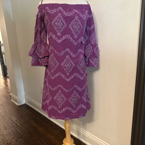 NWOT Boston Proper Off the Shoulder Purple Dress-Med